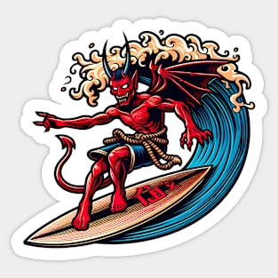 Surfing devil Sticker